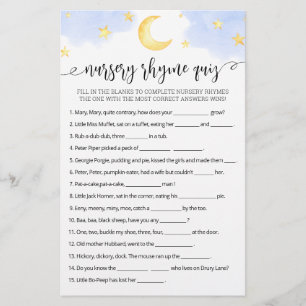 Nursery Rhyme Quiz Baby Shower game with Answers