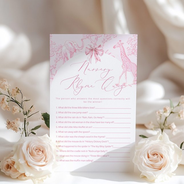 Nursery Rhyme Quiz Toile Safari baby shower game (Creator Uploaded)