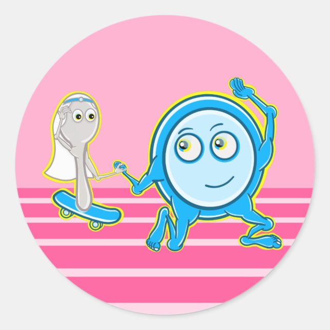 Nursery Rhyme The Dish Ran Away With The Spoon Classic Round Sticker (Front)