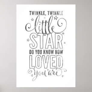 NURSERY RHYME twinkle, twinkle little star grey Poster