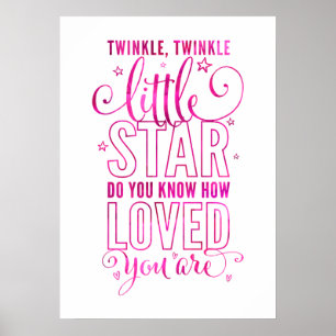 NURSERY RHYME twinkle, twinkle little star pink Poster