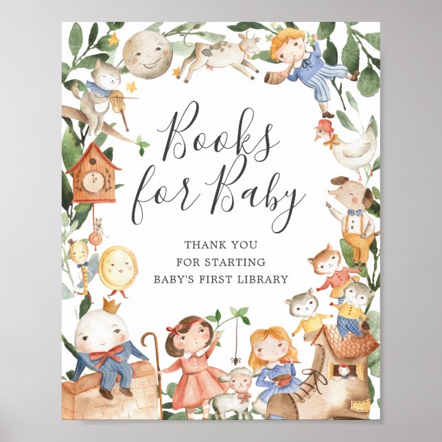 Nursery Rhymes Baby Shower Books For Baby Sign (Front)