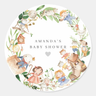 Nursery Rhymes Baby Shower Classic Round Sticker