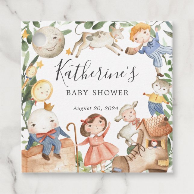 Nursery Rhymes Baby Shower Favour Tag (Front)