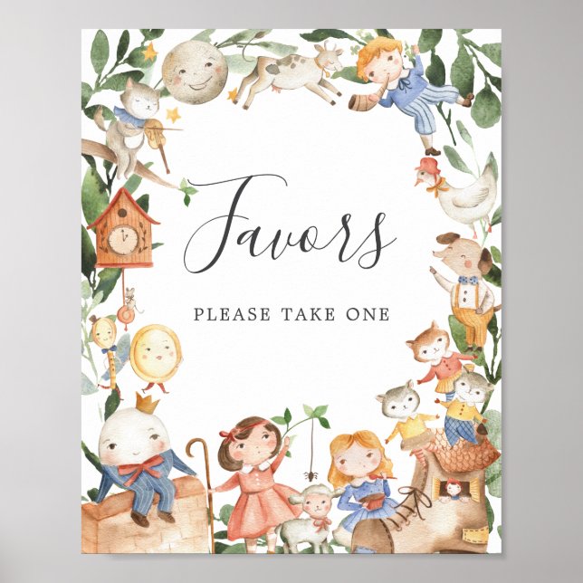 Nursery Rhymes Baby Shower Favours Sign (Front)