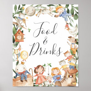 Nursery Rhymes Baby Shower Food and Drinks Sign