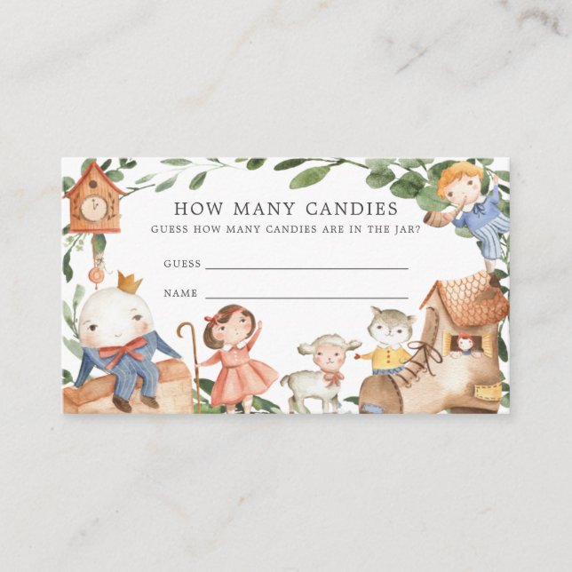 Nursery Rhymes Baby Shower Guess How Many Candies Enclosure Card (Front)