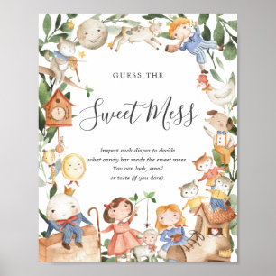 Nursery Rhymes Baby Shower Guess The Sweet Mess Poster
