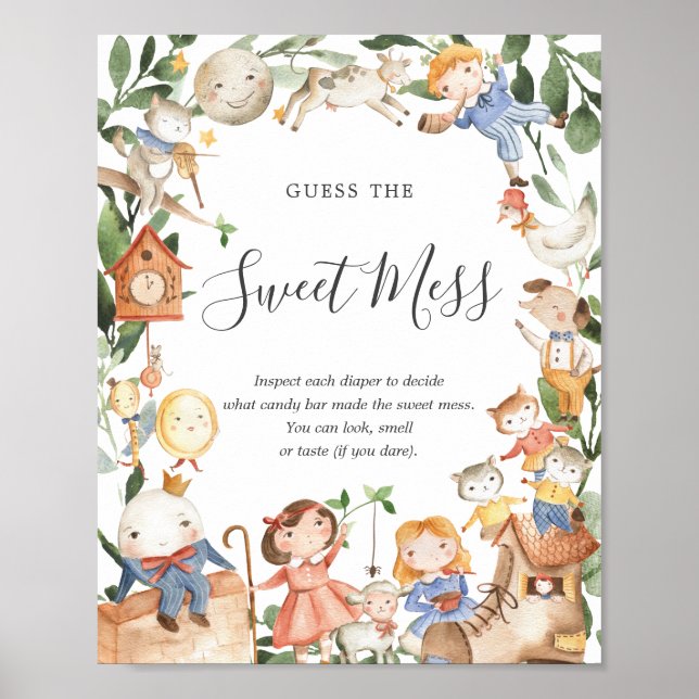 Nursery Rhymes Baby Shower Guess The Sweet Mess Poster (Front)