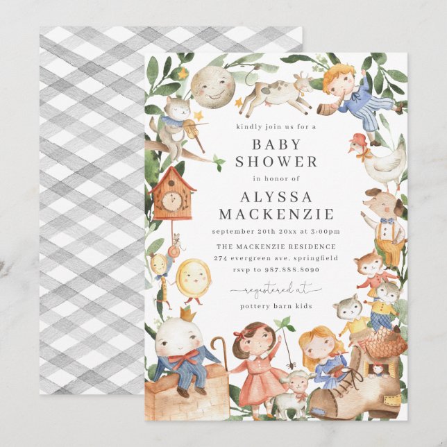 Nursery Rhymes Baby Shower Invitation (Front/Back)