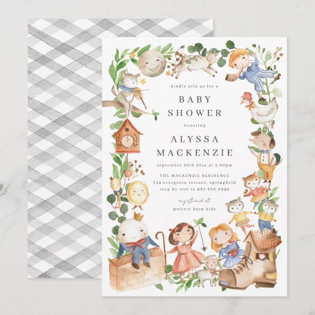 Nursery Rhymes Baby Shower Invitation (Front/Back)