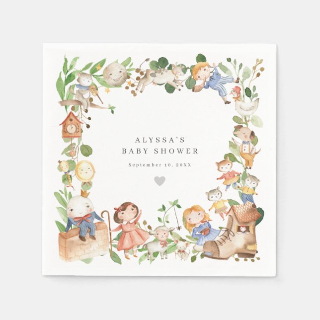 Nursery Rhymes Baby Shower Party Paper Napkins (Front)