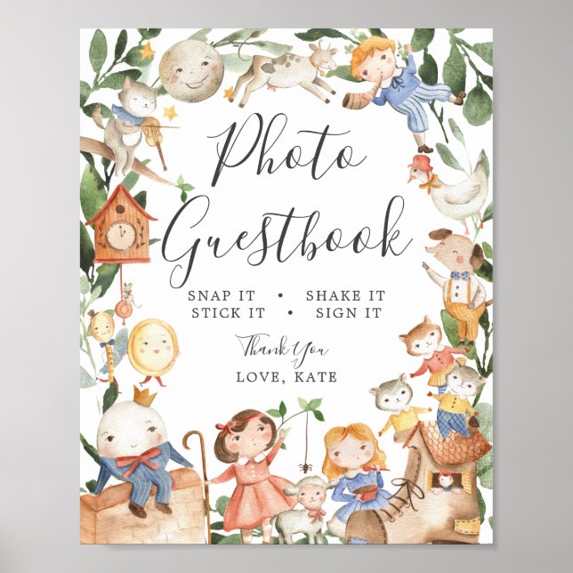 Nursery Rhymes Baby Shower Photo Guestbook Sign (Front)