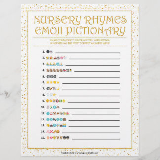Nursery Rhymes Emoji Pictionary [Golden Sparkles] Custom Letterhead