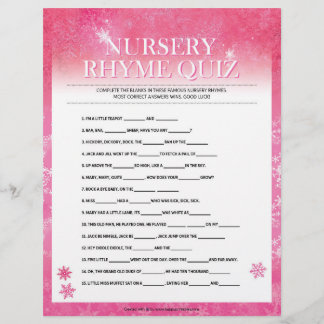 Nursery Rhymes Quiz [Snowy Pink] Custom Letterhead
