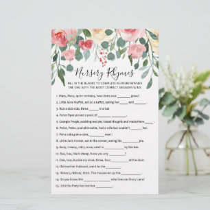Nursery Rhymes with Answers Baby Shower Party Game