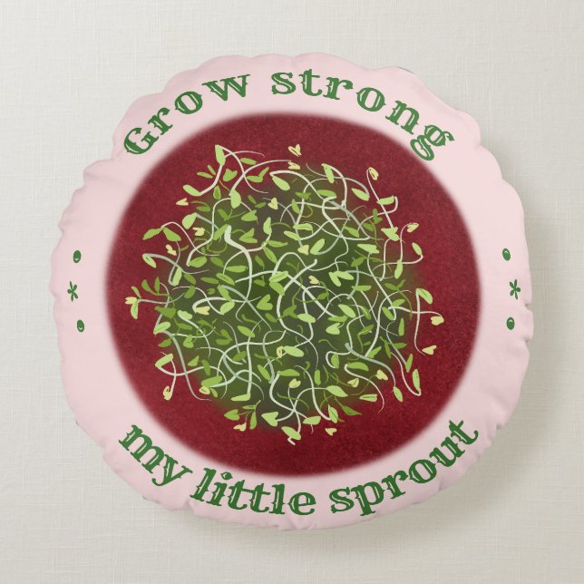 Nursery room pillow Grow Little Green Sprout (Front)