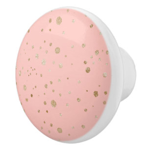Nursery Room Pink Blush with Glittery Circles  Ceramic Knob