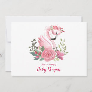 Nursery Swan Monogram Baby Shower Thank You Card