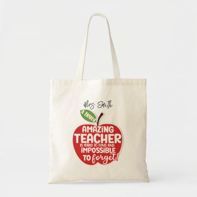 Nursery Teacher truly amazing teacher red apple Tote Bag (Front)