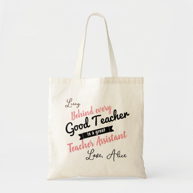nursery teaching assistant teal personalised tote bag (Front)