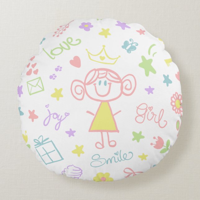 Nursery Throw Pillow for Baby Girl, Pastel (Front)