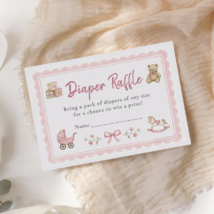 Nursery Toys Girl Baby Shower Diaper Raffle Enclosure Card