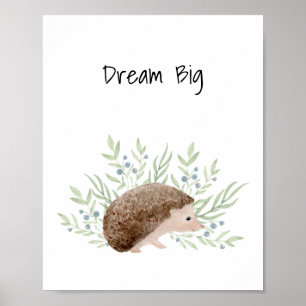 Nursery Wall Art Baby Animal Hedgehog Dream Big