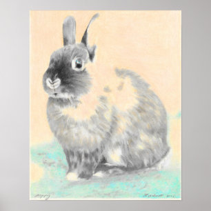 Nursery wall art, bunny original art poster