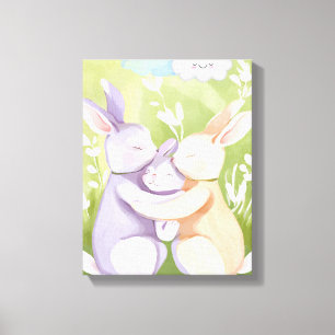 Nursery wall art - Canvas Print - Rabbit Family 2