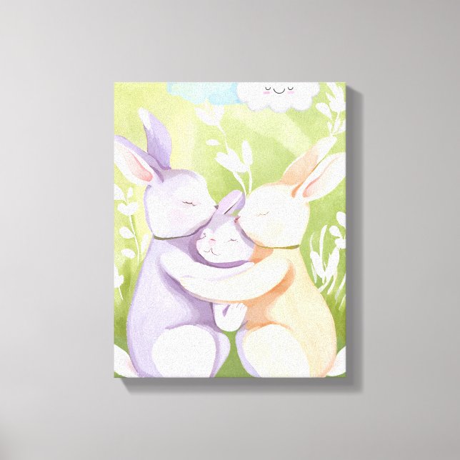 Nursery wall art - Canvas Print - Rabbit Family 2 (Front)