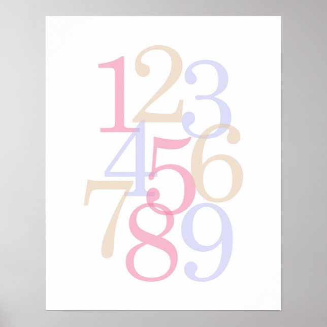nursery wall art number pink baby girl (Front)