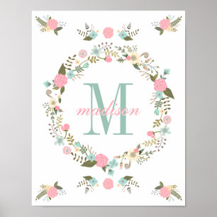Nursery wall art print Monogram nursery poster