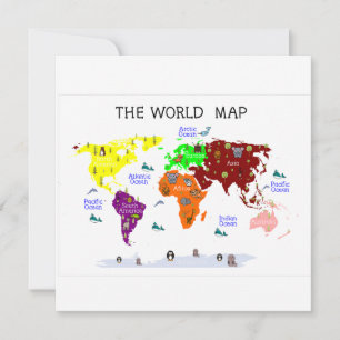 Nursery Wall Art, World Map Print, Chart Card