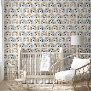 Nursery Wallpaper - Hearts Dots Rainbows
