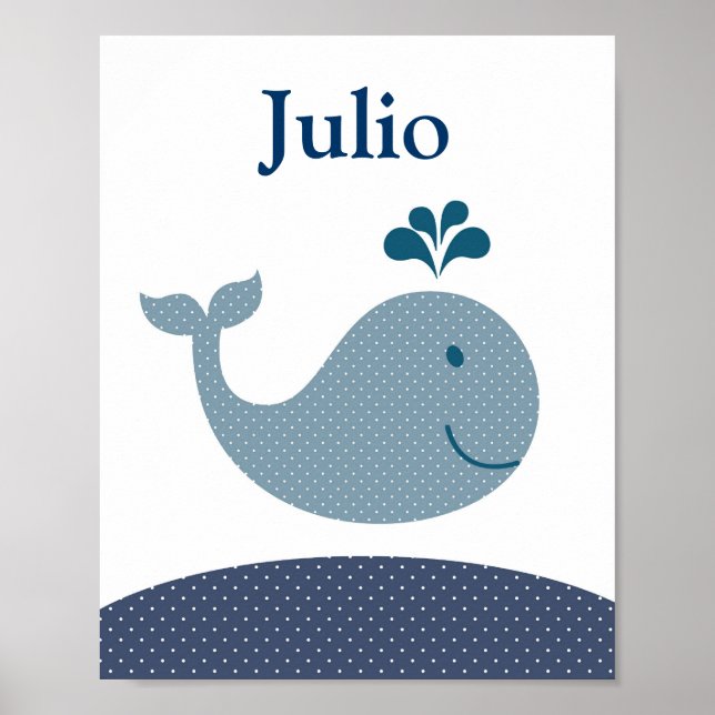 Nursery whale art for kids poster (Front)