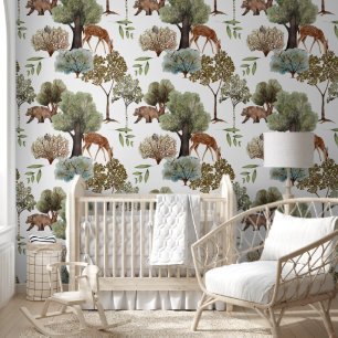 Nursery Woodland Animal Forest  Wallpaper