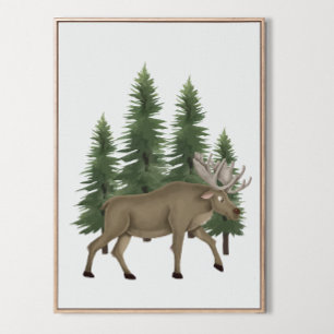Nursery Woodland Animal Moose Wall Art Decor 