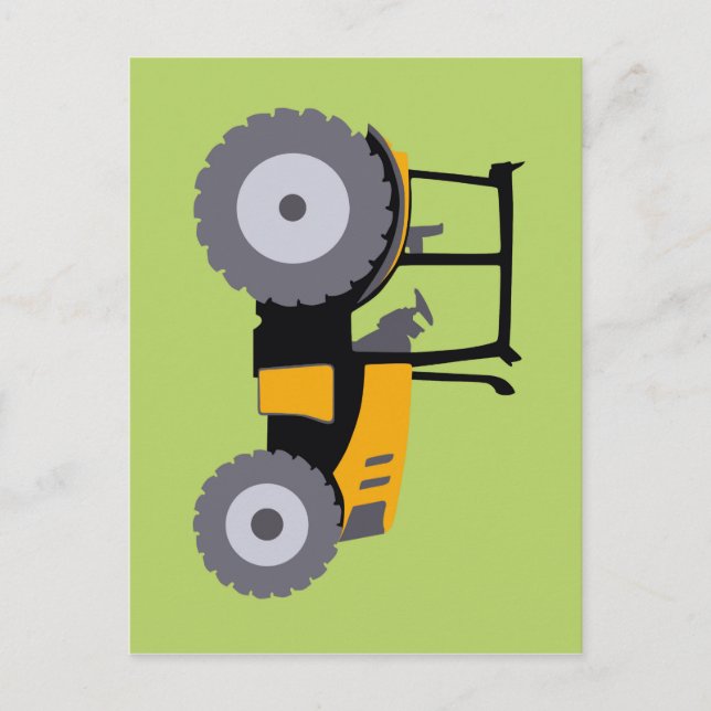 Nursery yellow tractor illustration dump truck postcard (Front)