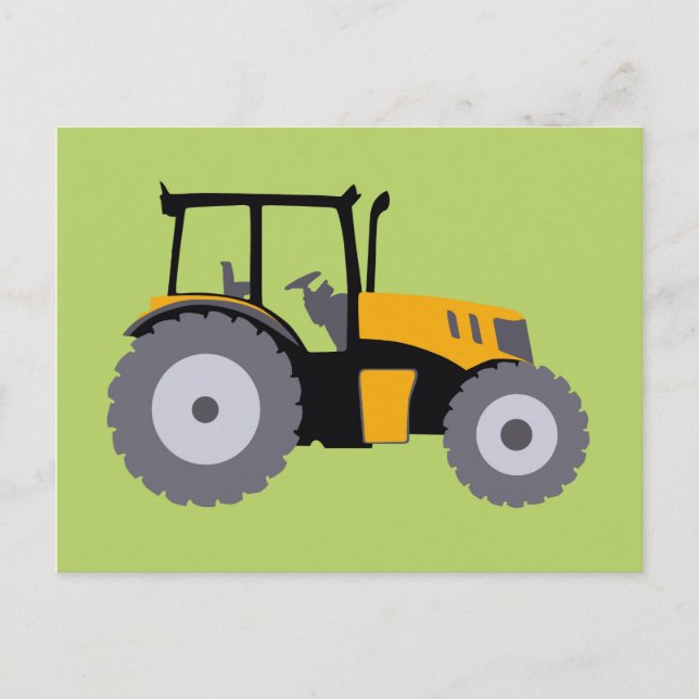 Nursery yellow tractor illustration dump truck postcard (Front)