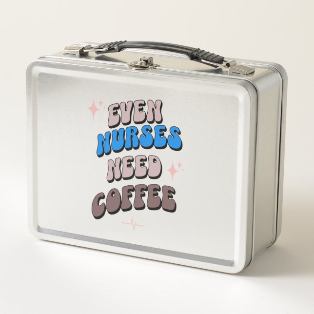 Nurses and Coffee   Metal Lunch Box (Front)