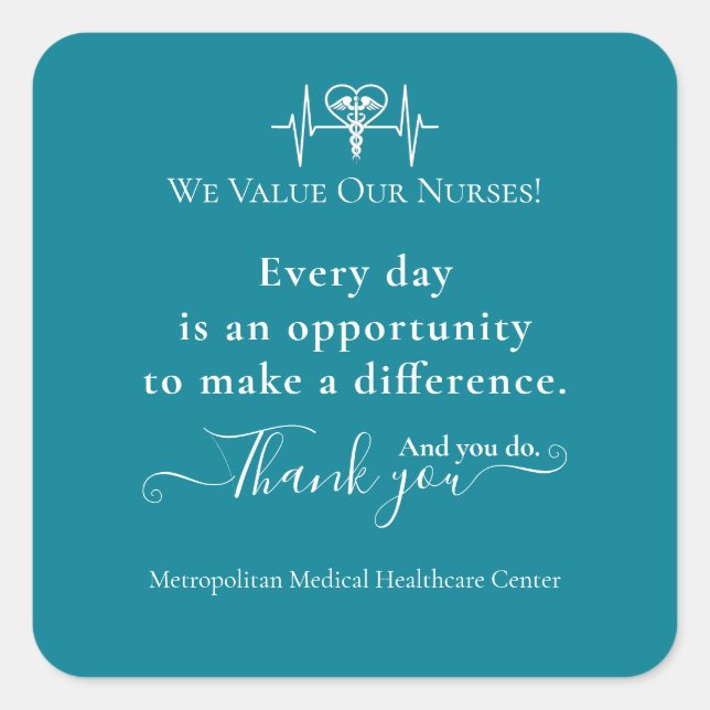 Nurses Appreciation Week Healthcare Symbol Bulk Square Sticker (Front)
