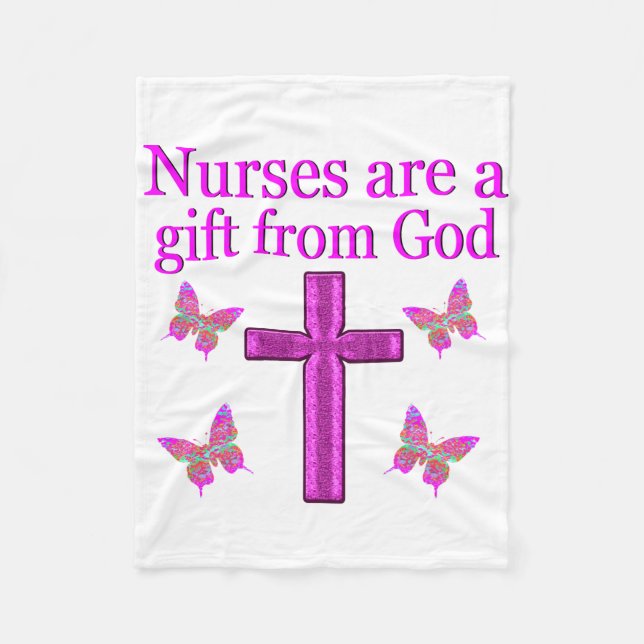 NURSES ARE A GIFT FROM GOD FLEECE BLANKET (Front)