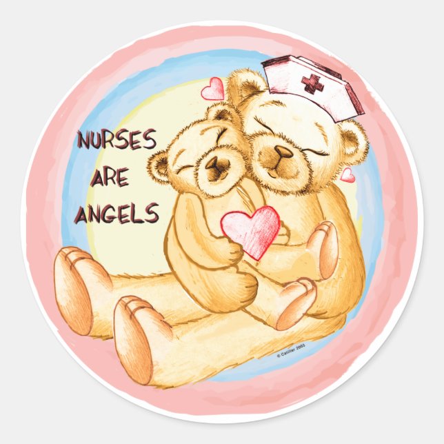 Nurses are angels  classic round sticker (Front)