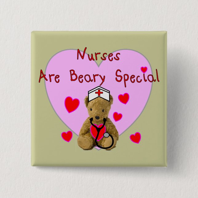 Nurses are BEARY Special  Teddy Bear Gifts 15 Cm Square Badge (Front)