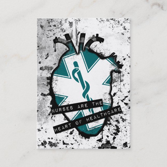 nurses are the anatomical heart of healthcare business card (Front)