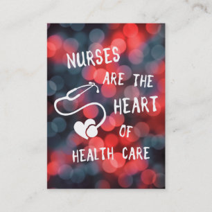 nurses are the heart of healthcare bokeh business card