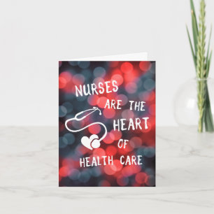 nurses are the heart of healthcare bokeh holiday card