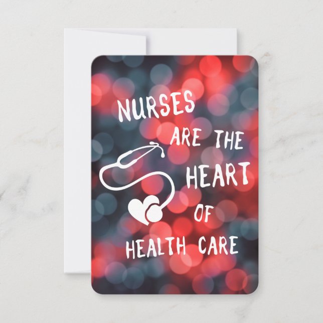 nurses are the heart of healthcare bokeh invitation (Front)
