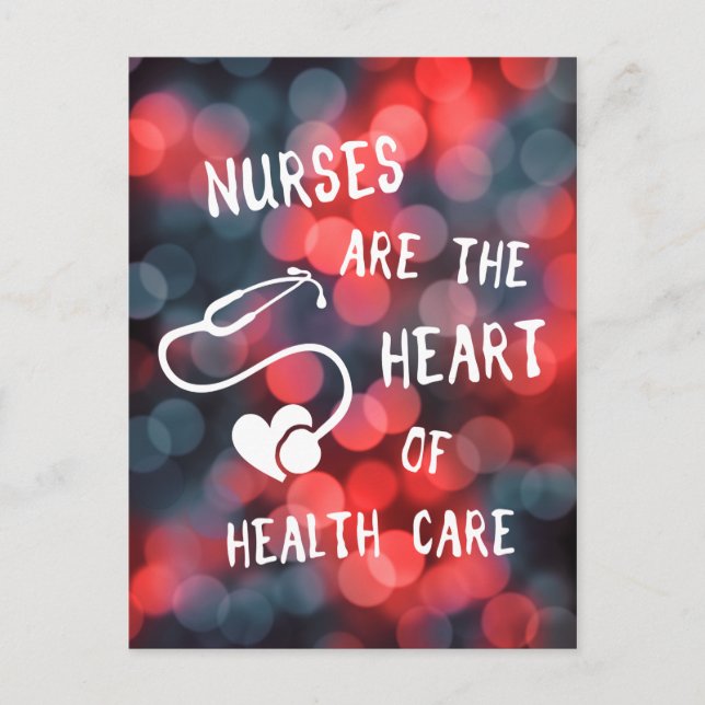 nurses are the heart of healthcare bokeh postcard (Front)